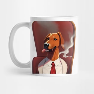 Business Dog On Office Chair Smoking Mug